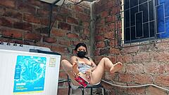 whoa my slutty neighbor lifts her dress in the yard flashing that pretty pussy