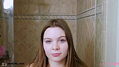 Cute teen model sighs this sensual bath feels amazing on my skin