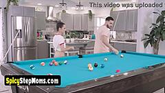 oh man, this skinny milf bends over for monster cock doggystyle pounding in billiard lesson