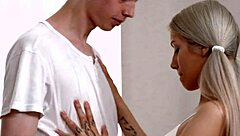 petite blonde with braces gets fucked hard and facialed post-jog