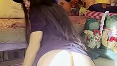 Watch Her Rip Clothes for Petite Tease Play!