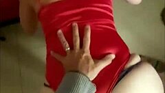 oh man that french milf in red SATIN LINGERIE gets her PUSSY FUCKED doggystyle with spanking