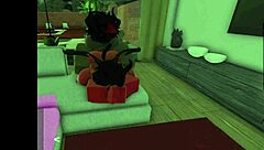 Devil prostitute takes massive black monster cock on sofa pounding her wet pussy until squirting wildly