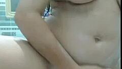 stepmom sneaks dildo play in bathroom shadows teasing her tight hole