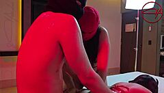 couple shares petite latina teen bareback with big cock creampie in caring 3some fuckfest