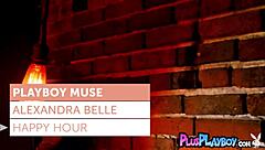 Alexandra Belle stuns with natural small tits. Babe poses naked after striptease undressing