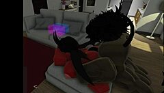 Devil prostitute takes massive black monster cock on sofa pounding her wet pussy until squirting wildly