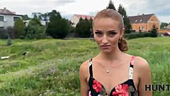 guy picks up long hair czech girlfriend at ranch for rough outdoor pov sex while old friend watches cuckold style