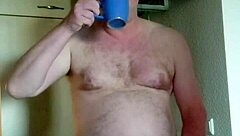 german nylon boy gets horny morning coffee wank session