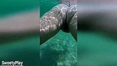 Chubby housewife takes multiple anal creampies underwater at the pool