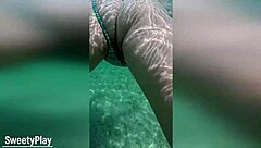 Chubby housewife takes multiple anal creampies underwater at the pool