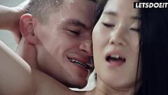 gorgeous asian teen gets deep pussy orgasms from lover