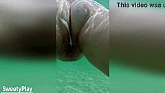 Chubby housewife takes multiple anal creampies underwater at the pool