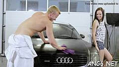 why does this dude hammer beauty's tight pussy so hard from behind?