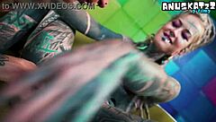 Tattooed Hippie Chick Takes Anal from Punk Pornstar in Sloppy Lesson!