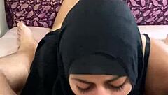 pretty arab housewife mia niqab eats his balls and cum