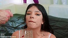 Daniella Ortiz gulps golden piss then takes brutal anal throat pounding spewing spit everywhere