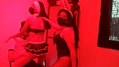 wanna dance erotically with hot latina milfs until that effeminate guy joins for steamy threesome sex?