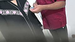 a tailor gropes a hijab lady's big tits during blouse measurements