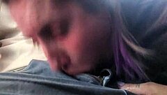 that angry slut deepthroats stranger's cock right on the public bus