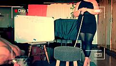 mistress april dominates bound latex slave with electro bdsm fucking and licking