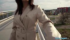 PUBLIC AGENT BRUNETTE SHOWS TITS ASS SUCKS RIDES MONSTER COCK OUTDOOR