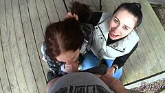 Pov bts sucking his huge cock together on vacation public threesome blowjob cum swap and swallow mouthful