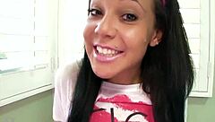 Stacey 19 yo cutie slurps my huge monster cock in pov blows it deep then swallows massive jizz load