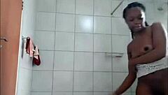 Homemade creampie drips from curvy ebony's big pussy lips up close