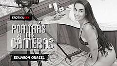 behind the scenes eduarda grazel teases big cock backstage wet brunette cumshot facial