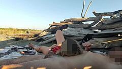 stranger caught stepdad groping my pussy on beach, i jerked his cock off