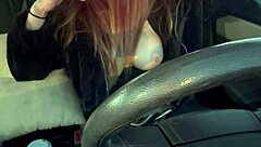 Italian milf artemisia love flashes big juicy tits nipples on hot solo car ride