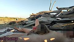 stranger caught stepdad groping my pussy on beach, i jerked his cock off