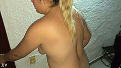 Blonde receives massive cumshot covering her pale skin