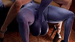 Big-Breasted Trans Widowmaker Rides Thicc Cock Cowgirl