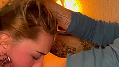 Closeup sloppy gagging facefuck drowns cute teen in spit and cock