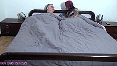 he grabs her pantyhose-clad feet dominating the gagging redhead with handcuffs and nipple play