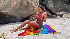 vick fucked on beach with crowds watching her big pussy creampie