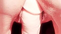 mature oiled wife spreads huge shaved pussy lips teasing closeup