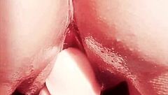 mature oiled wife spreads huge shaved pussy lips teasing closeup