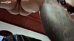 brazilian wife straps on 30cm dildo fucks humiliating husband