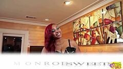 oiled ebony monroe sweets takes rough strapon pounding from pinky in hardcore lesbian destruction