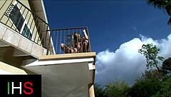 black dude's huge cock wrecking beautiful blonde slut in heels