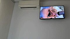 Milf fingers pussy watching own lesbian porn pov