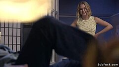 the groom ties up his bound fiance and her slave then pounds them hard in bizarre bdsm