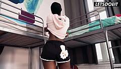 Ebony Zaawaadi Seduces Roommate for Intense Interracial Doggystyle Fuck