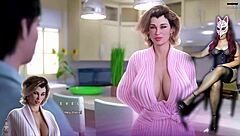 young guy watches busty milf mother-in-law masturbate in stockings during apocalust game scene