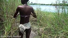hey skinny african ebony with narrow ass shake it outdoors in the wild tribe heat