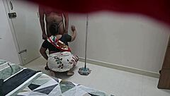 maid catches sight of flashing cock then strokes it hungrily