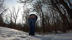 Arctic milf's massive chubby ass flashes whaletail in jeans for public humiliation fetish